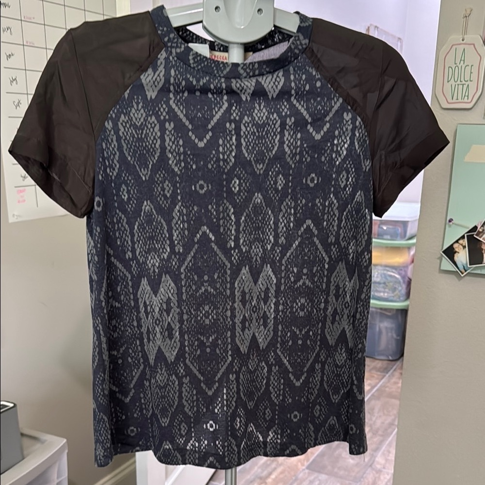 Rebecca Taylor Black and Gray Patterned Blouse